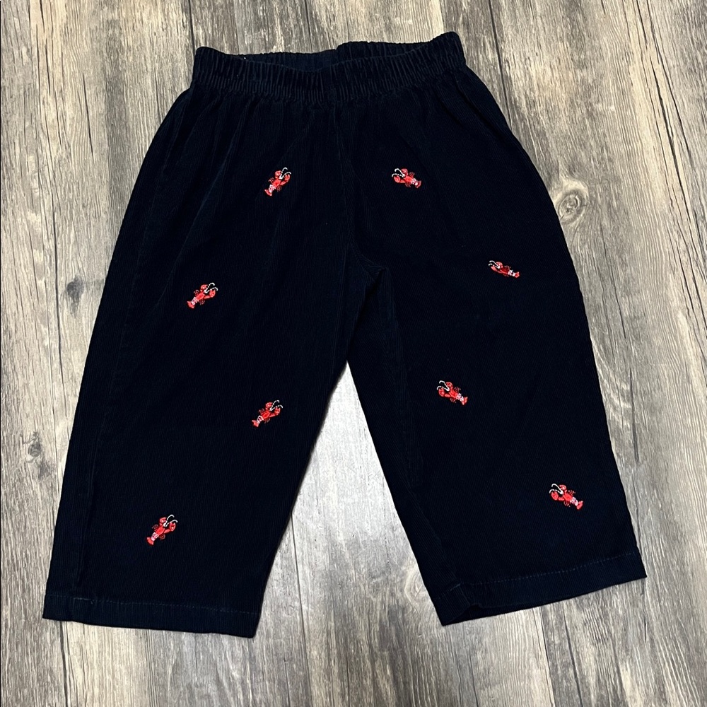 Baby Luigi Embroidered Lobster Navy Blue Corduroy pants size 12M